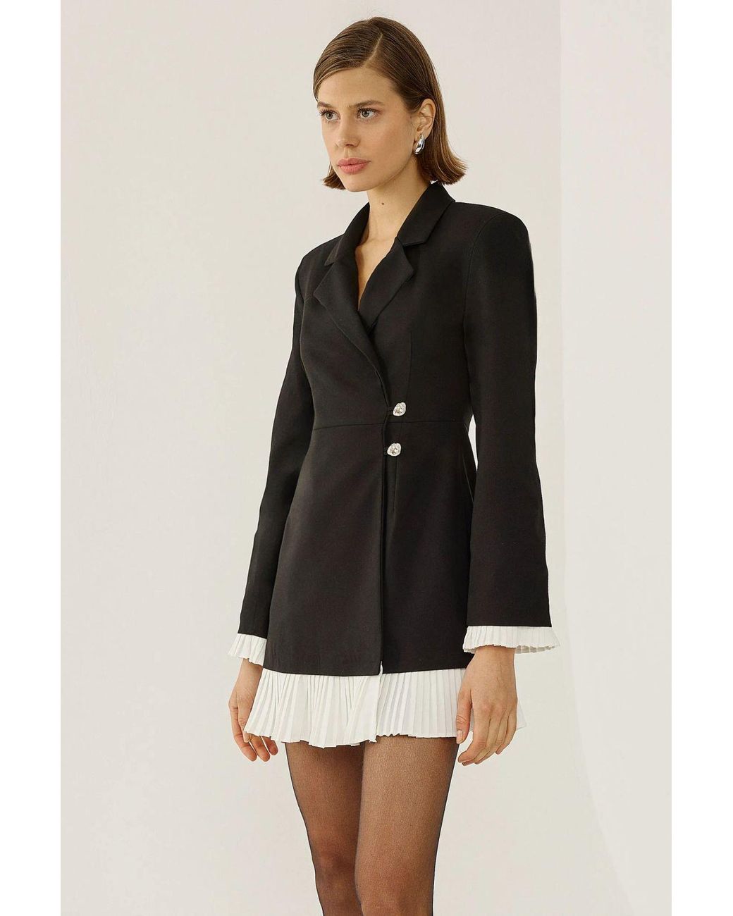 Hiccup Black Contrast Detailed Blazer Dress