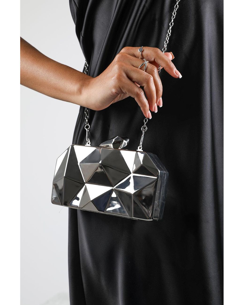 Where's That From Black Wheres 'Rica' Geometric Clutch Bag