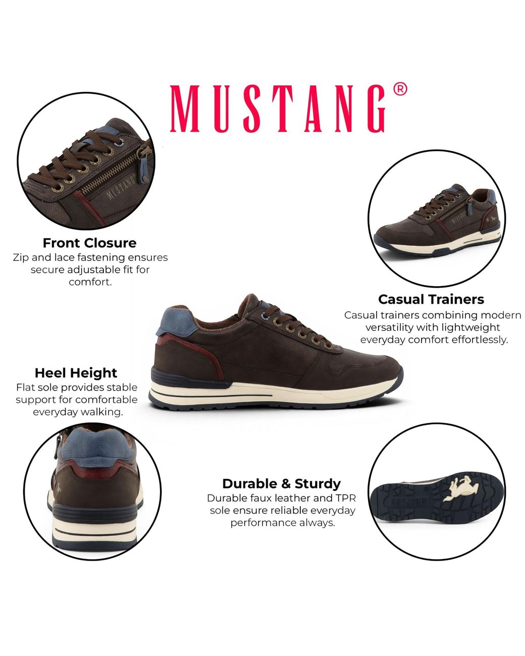 Mustang Black Faux Leather Trainer Sneaker Shoes for men