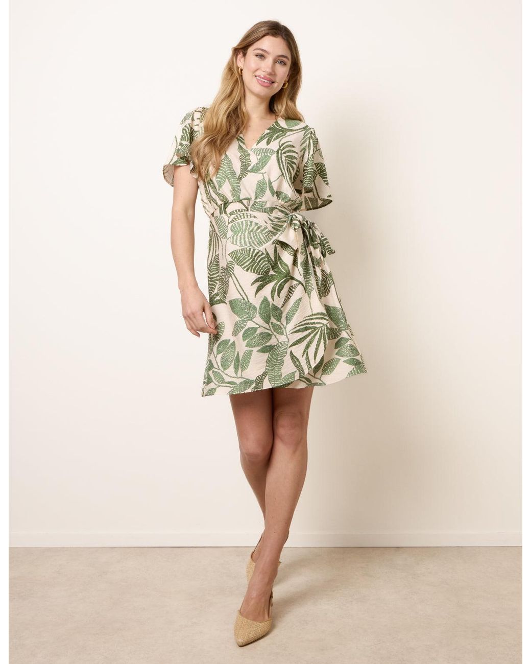 Blue Vanilla Natural Wrap Front Sarong Mini Dress