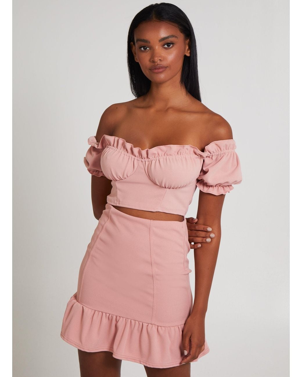 Pink Vanilla Pink Frill Hem Mini Skirt