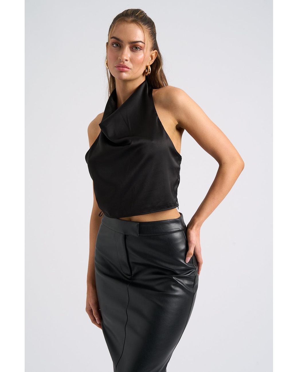 Urban Bliss Black Halter Cowl Neck Top