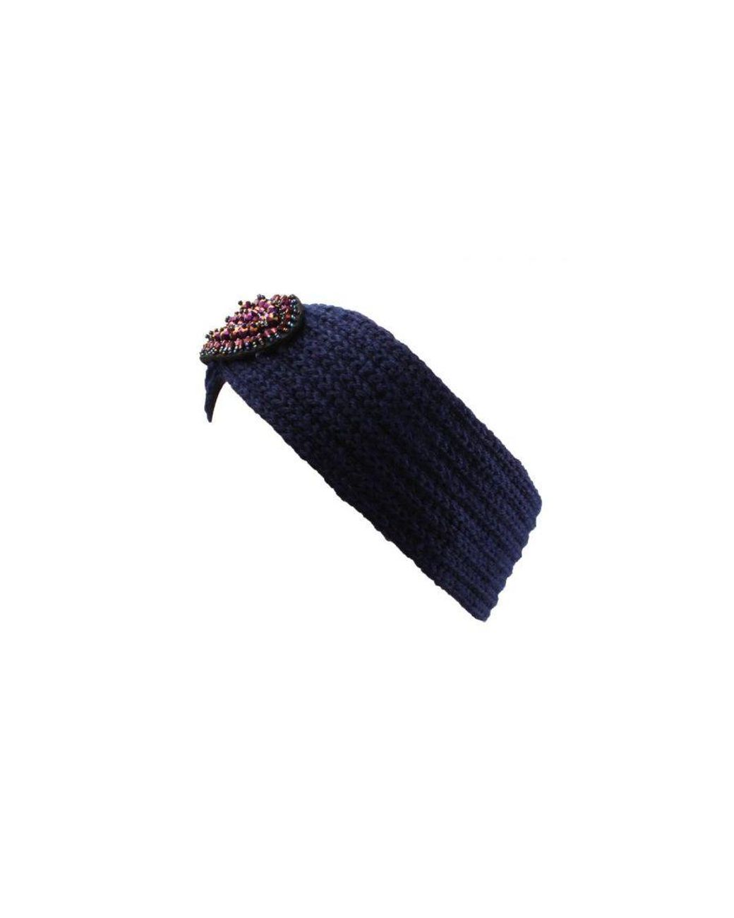 SVNX Blue Knitted Headband With Jewel Detail