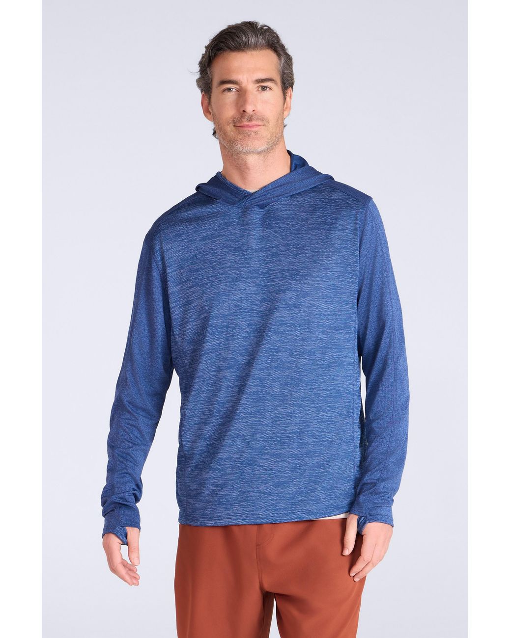 Mountain Warehouse Blue 'Ignite' Active Hoodie Lightweight Quick Drying Anti-Pill Performance Midlayer for men