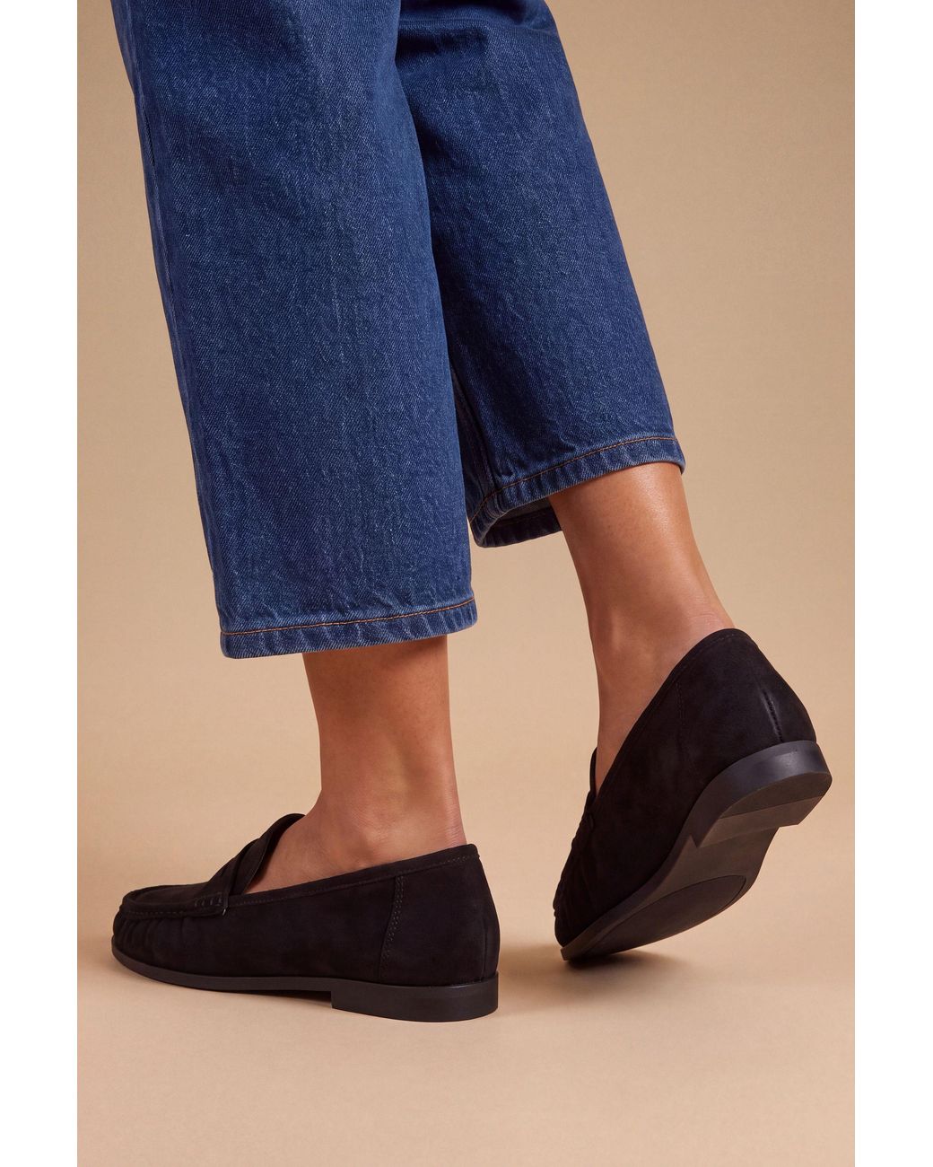 Oasis Blue Olivia Faux Suede Ruched Detail Loafers