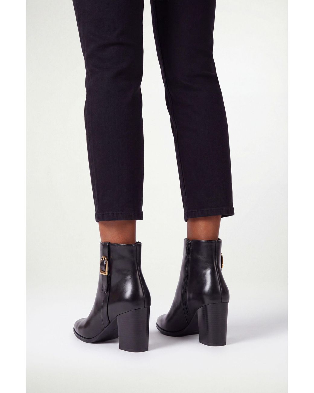 Wallis Black Sophie Faux Leather Buckle Detail Ankle Boots