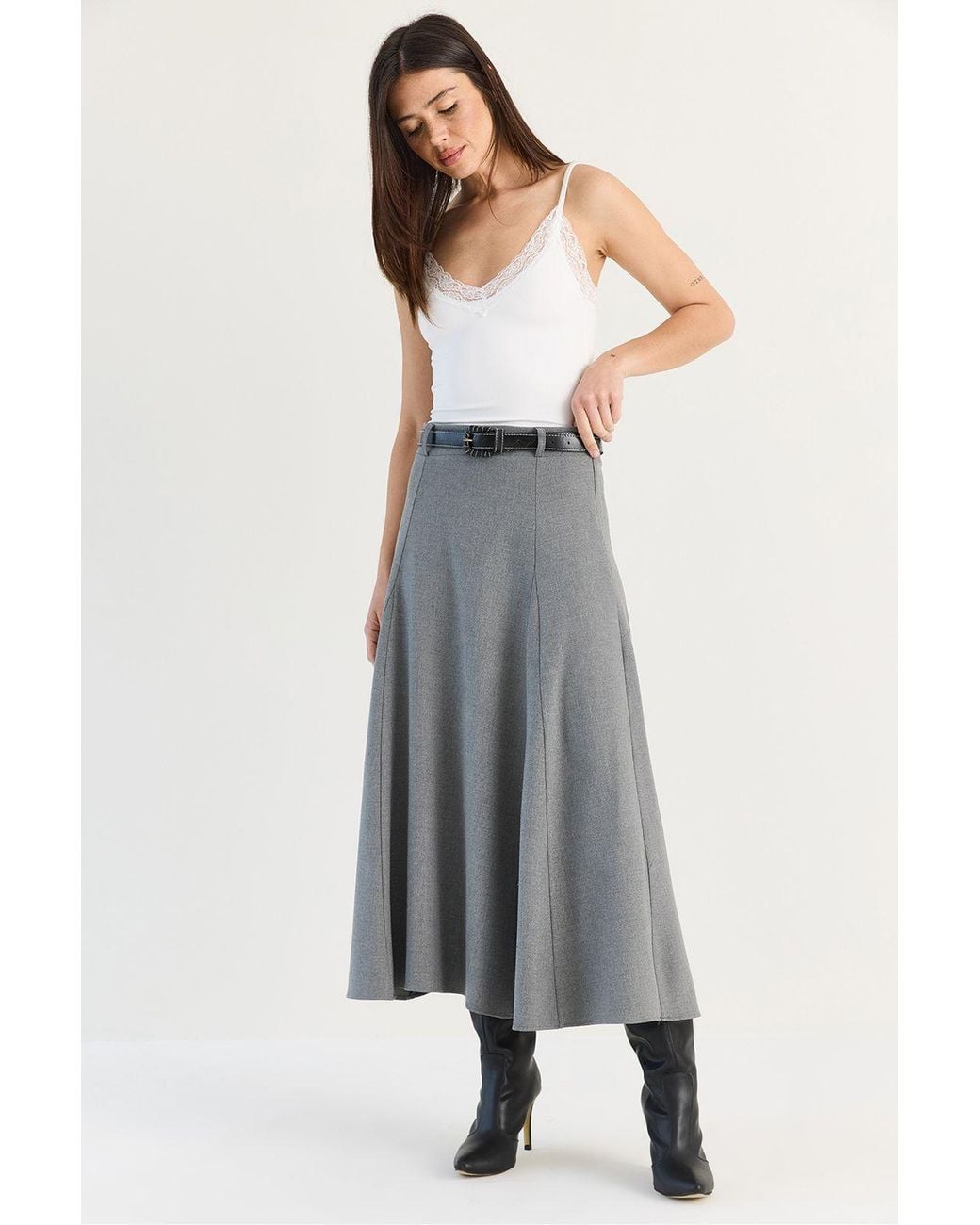 Bianco Lucci Gray Midi Skirt
