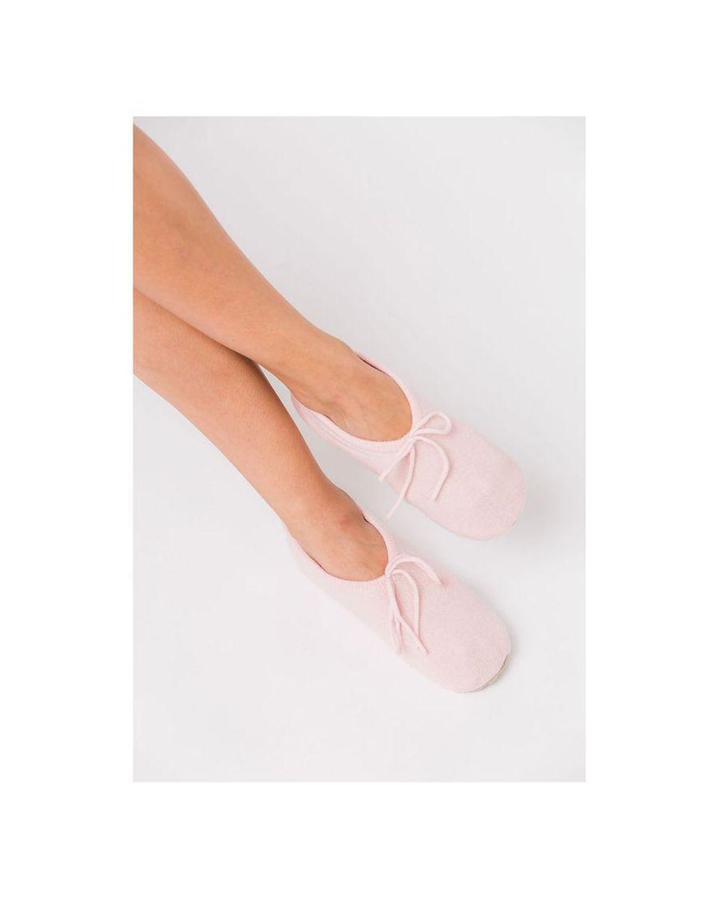 Pure Luxuries Pink 'Millom' Cashmere & Merino Wool Medium Ballet Slippers