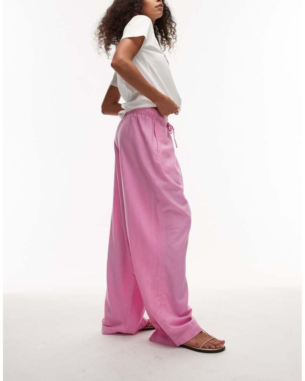 TOPSHOP Pink Linen Balloon Trouser