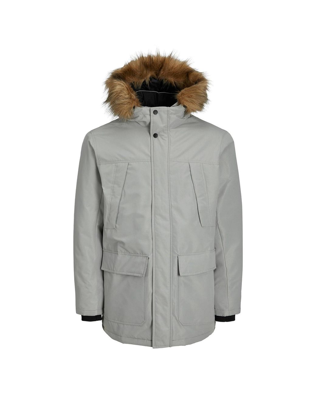 Jack & Jones Gray Great Padded Parka Jacket for men