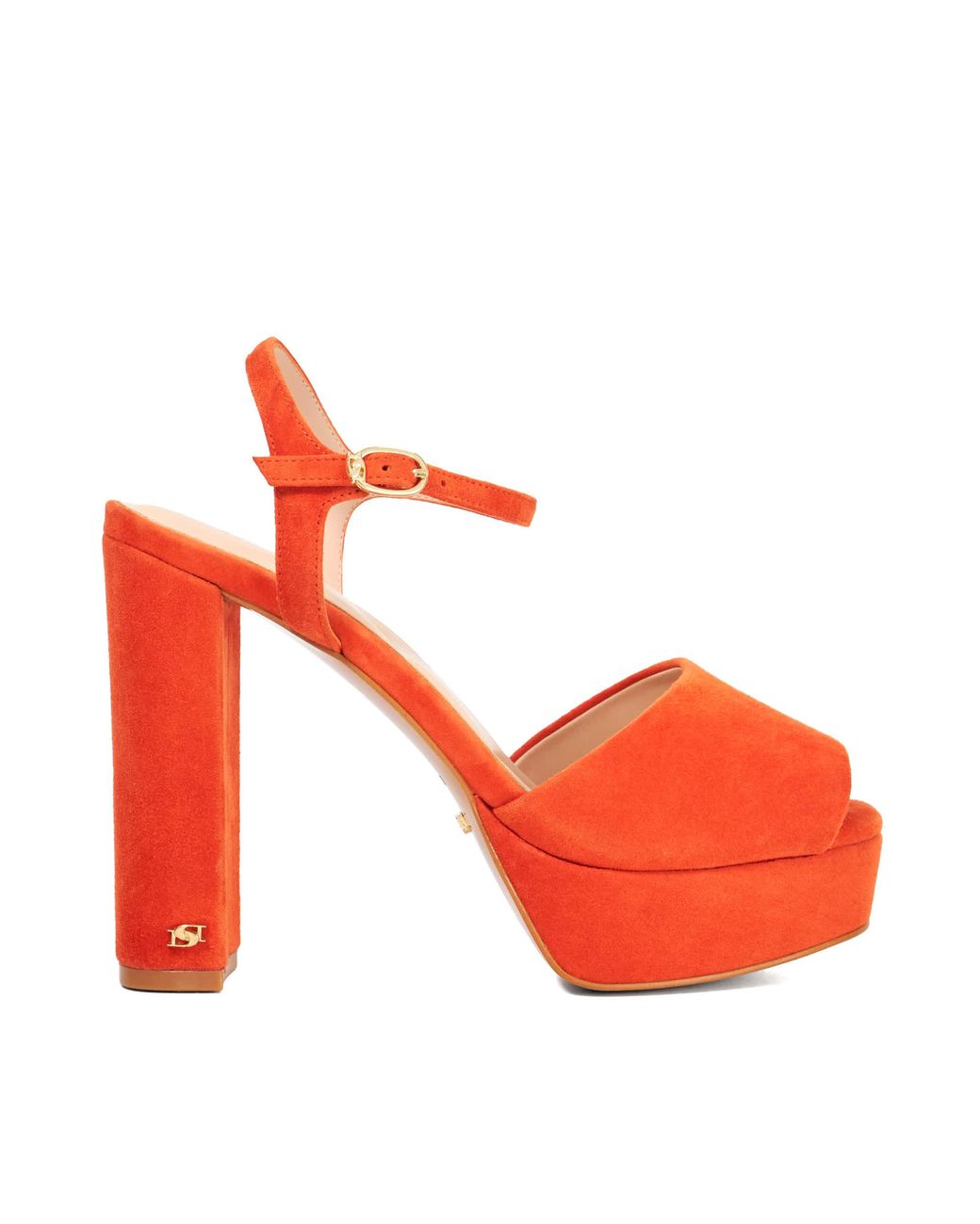 Dune Red Mayci Suede Platform Open Toe Sandals