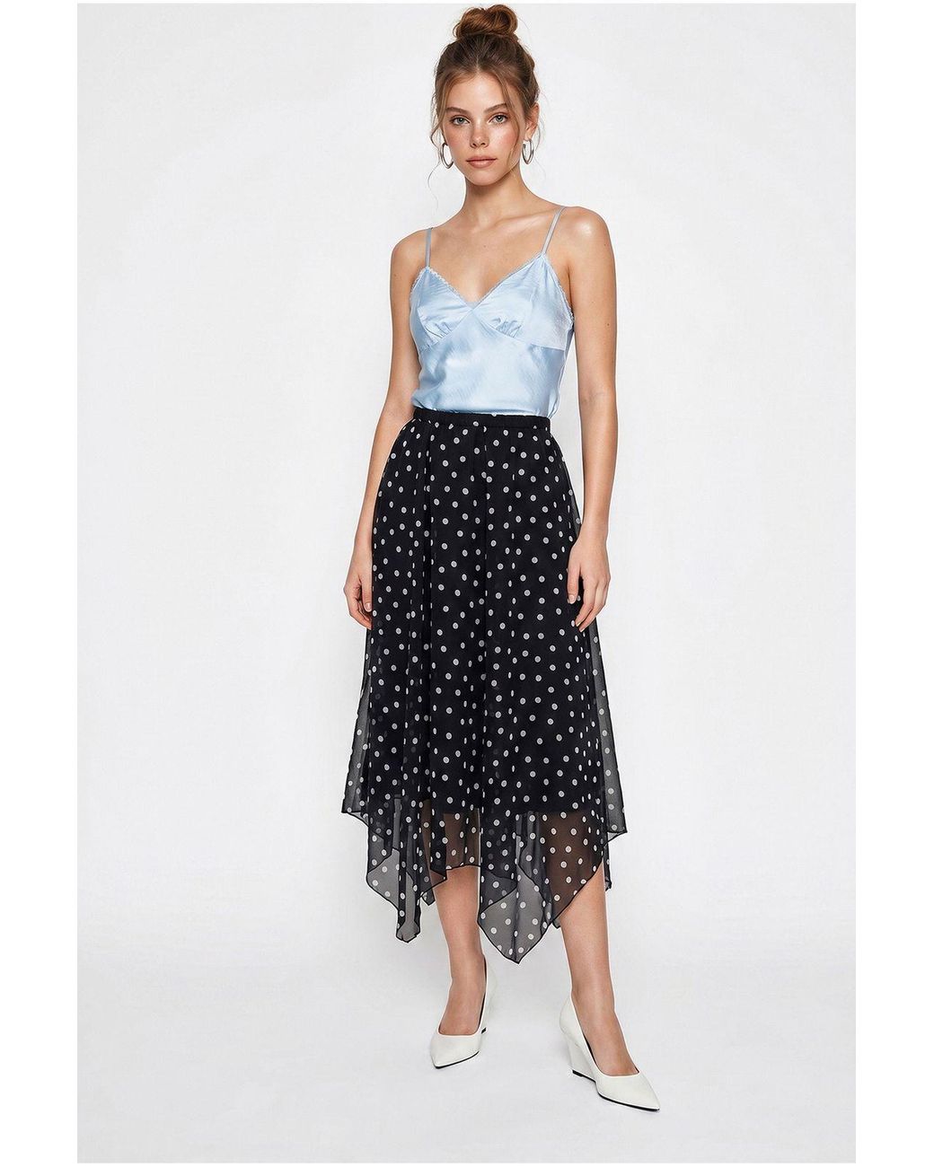 Bianco Lucci Blue Elastane Skirt