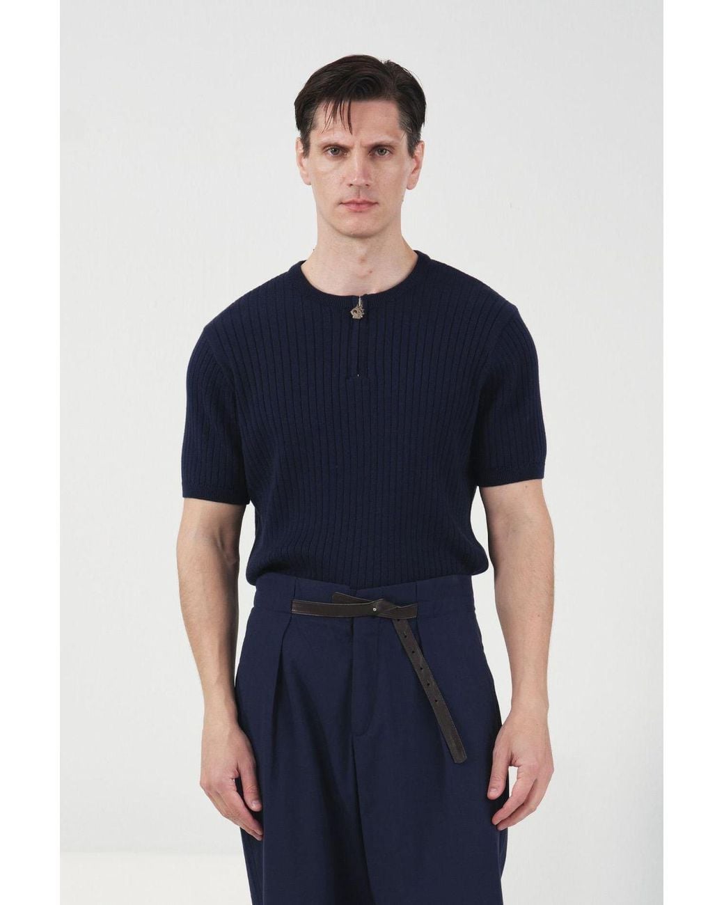 Giesto Blue Viscose T-Shirt for men