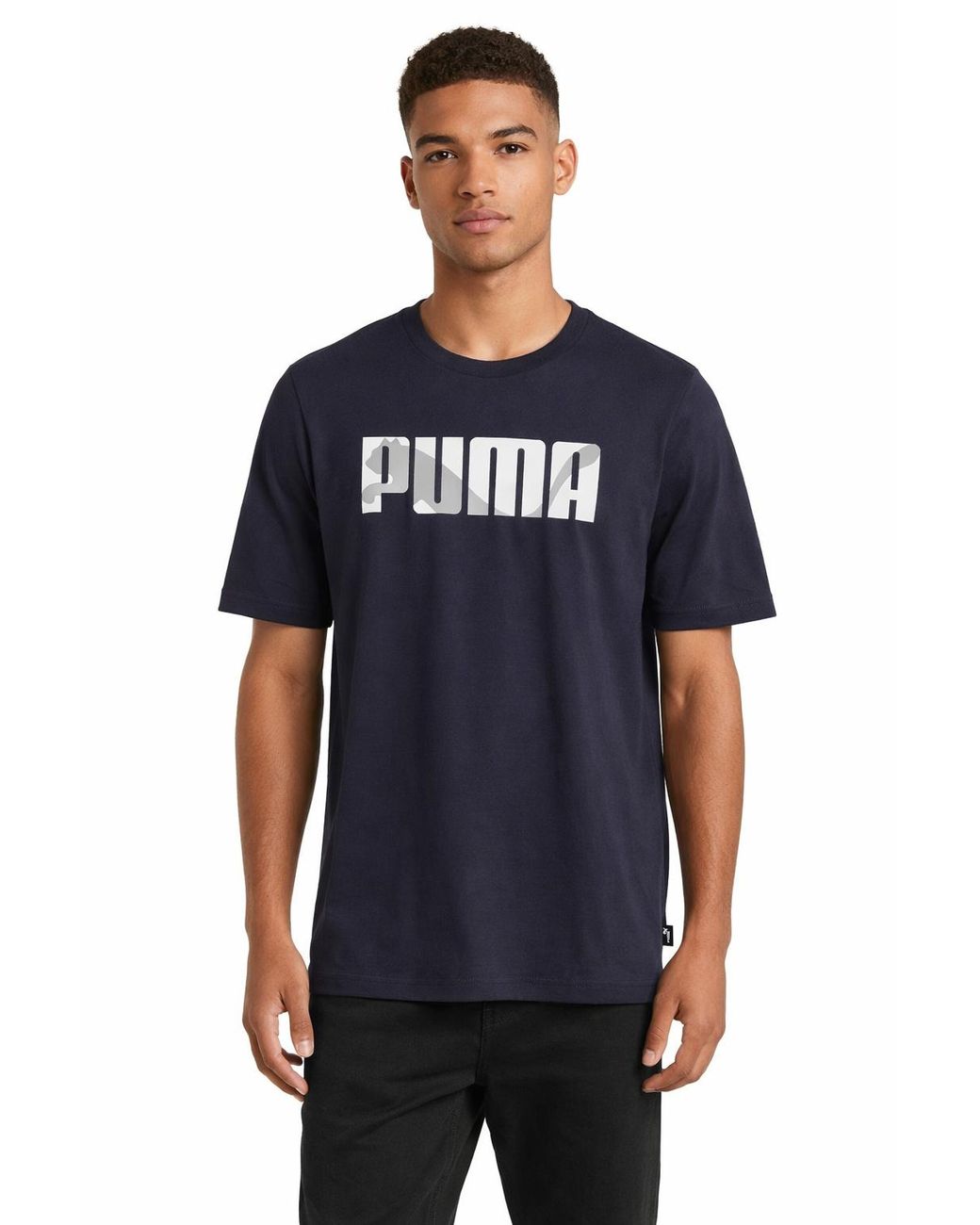 PUMA Blue Cotton Single Jersey Graphic Logo T Shirt 677185 for men