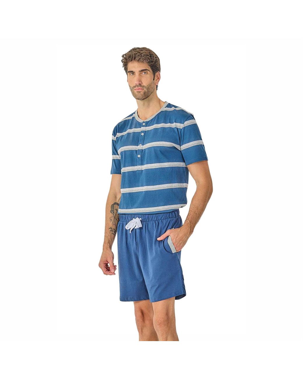 J&j Brothers Blue Summer Short Sleeve Pyjamas Jjb21 for men