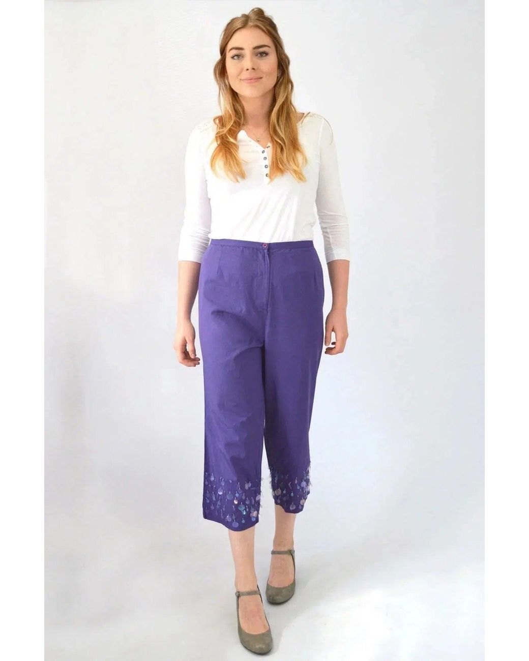 Secret Label Blue Sequin Hem Crop Trousers