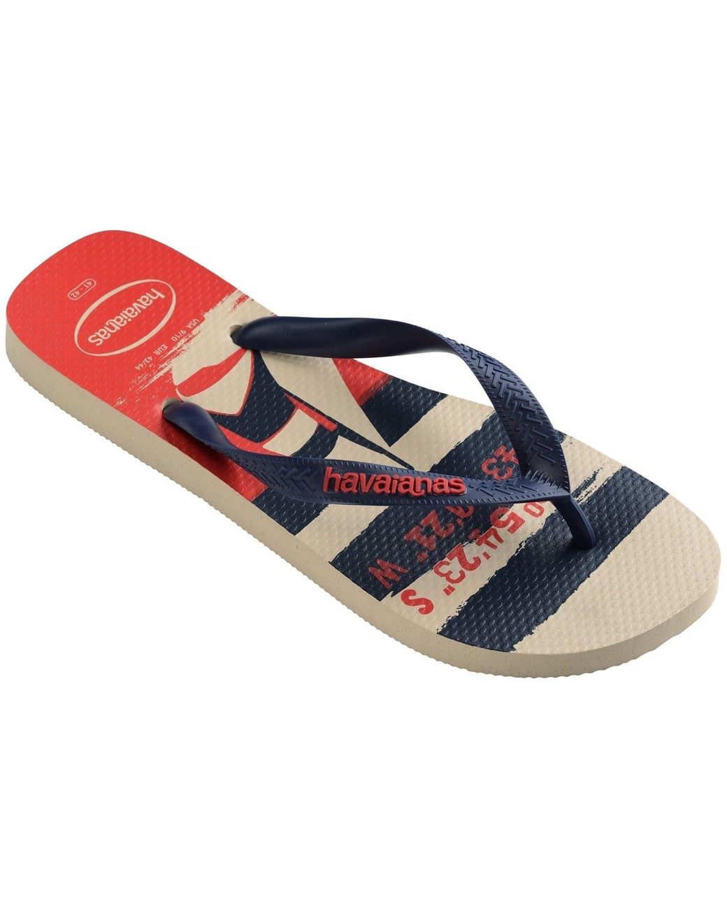 Havaianas Blue Nautical Horizontal Stripe Patterned Flip Flops for men