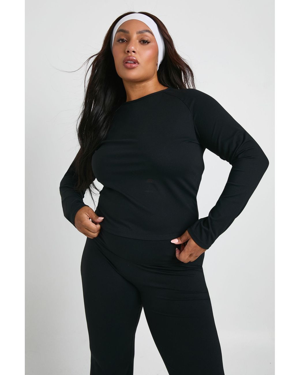 Boohoo Black Plus Supersoft Seam Detail Long Sleeve Top