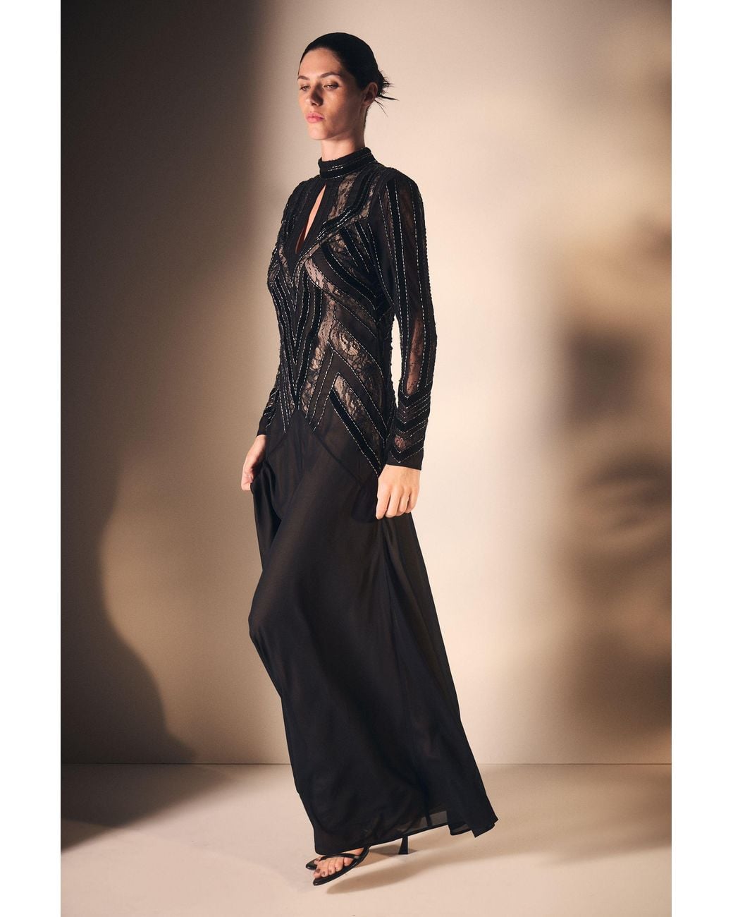 chinese dress ladies Rent Karen Millen Crystal Embellished Halter Woven Maxi Dress