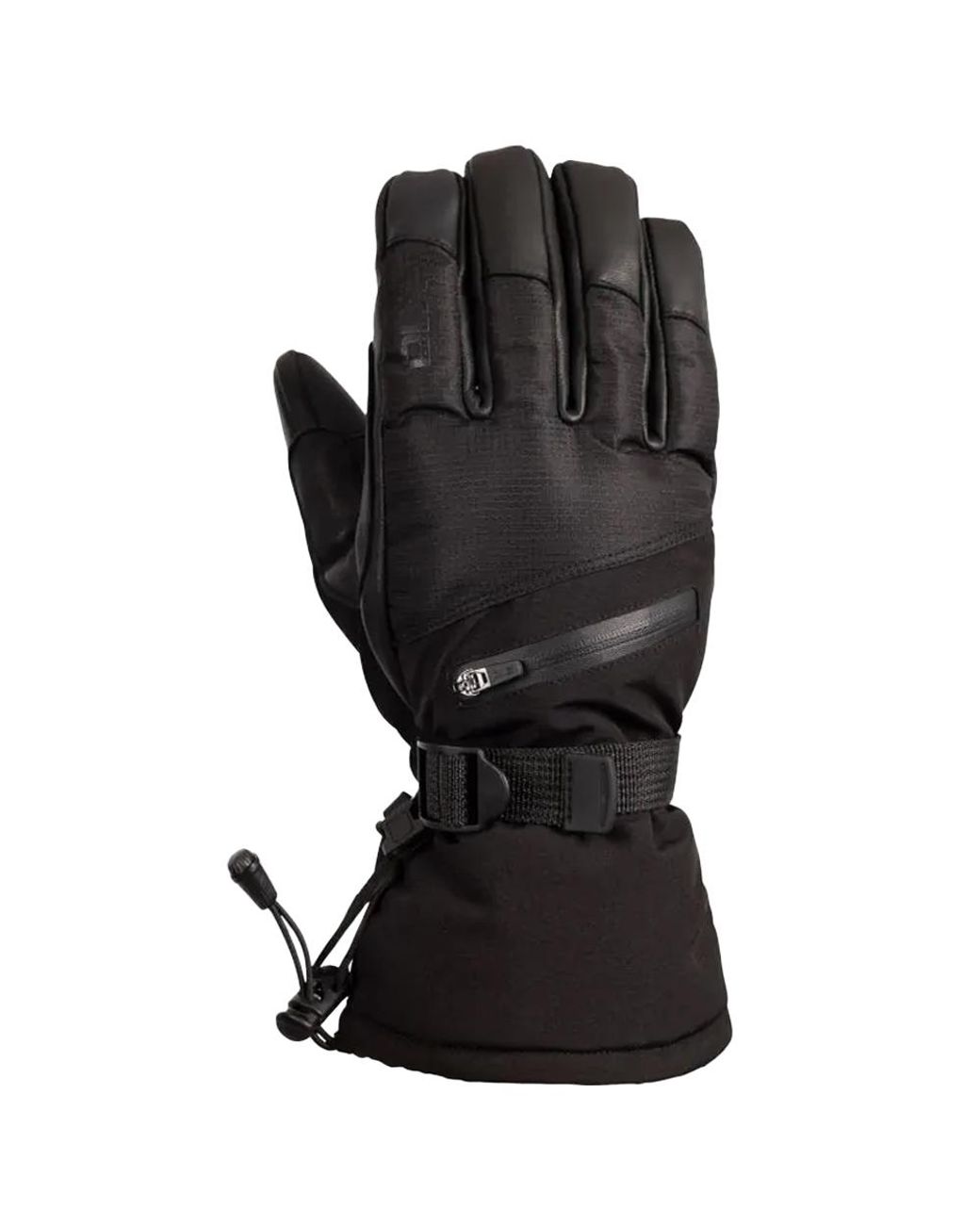 DLX Black Adult Edonia Leather Ski Gloves