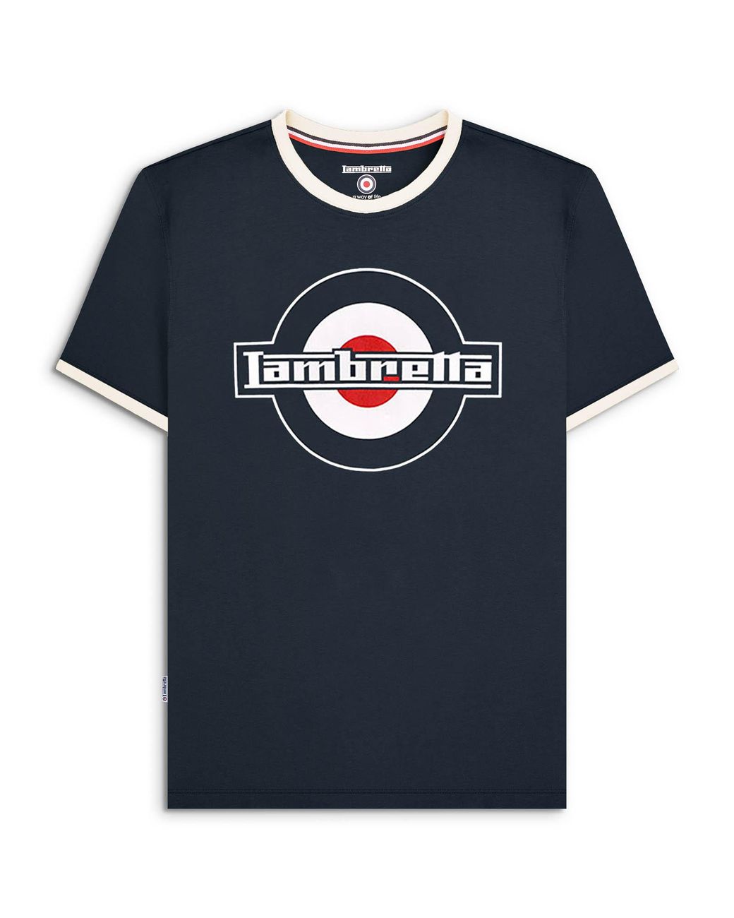 Lambretta Blue Adults Tshirt Ringer Tee Textile