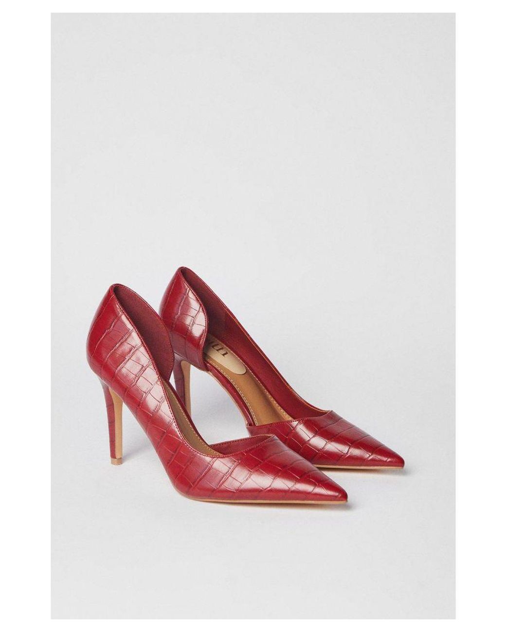 Faith Cece Croc Print High Stiletto Court Shoes in Red Lyst UK
