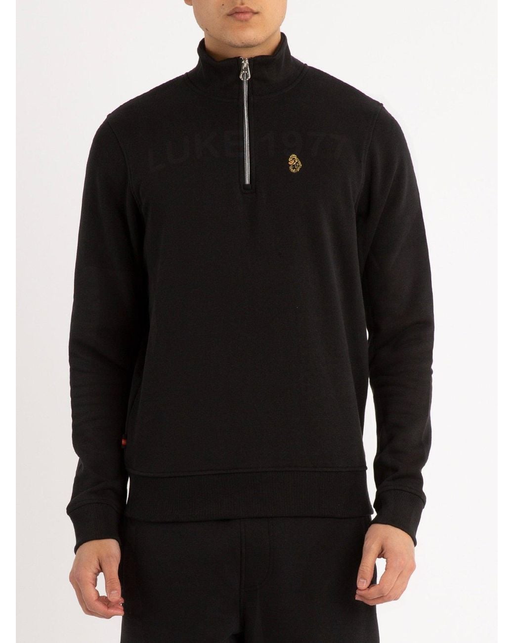 Luke 1977 Black Sydney 1/4 Zip Sweat for men