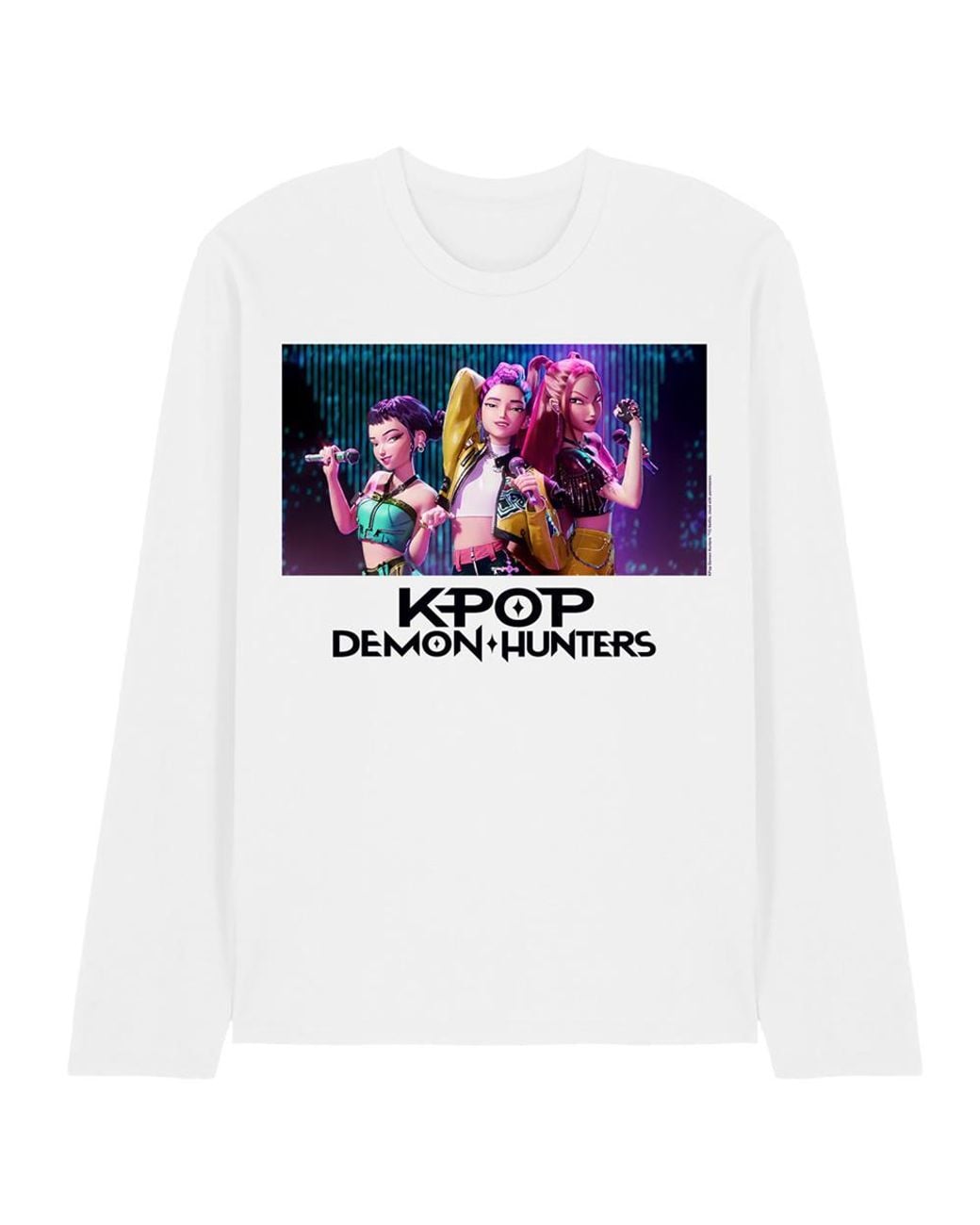 K-Pop Demon Hunters White Adult Singing Huntr/X Group Long-Sleeved T-Shirt