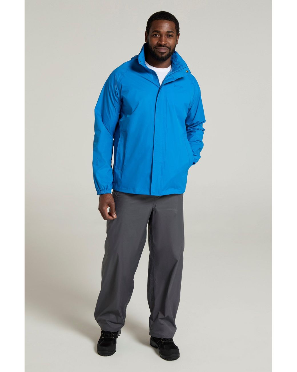 Mountain Warehouse Blue 'Pakka Ii' Waterproof Packable Breathable Hooded Full Zip Jacket for men