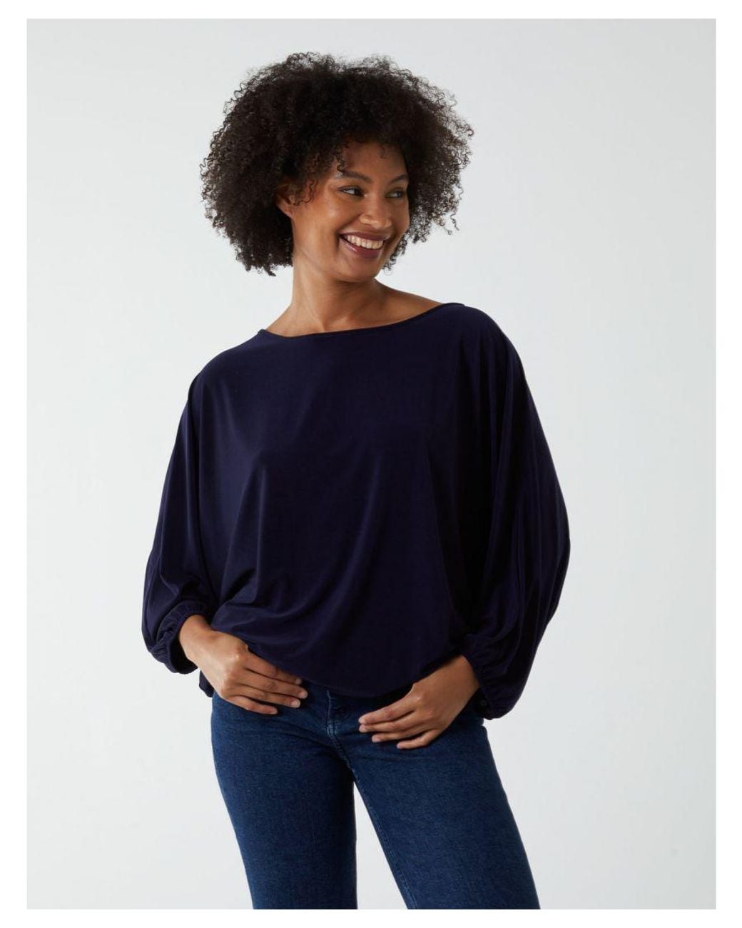 Blue Vanilla Blue Batwing Necklace Elasticated Hem Top