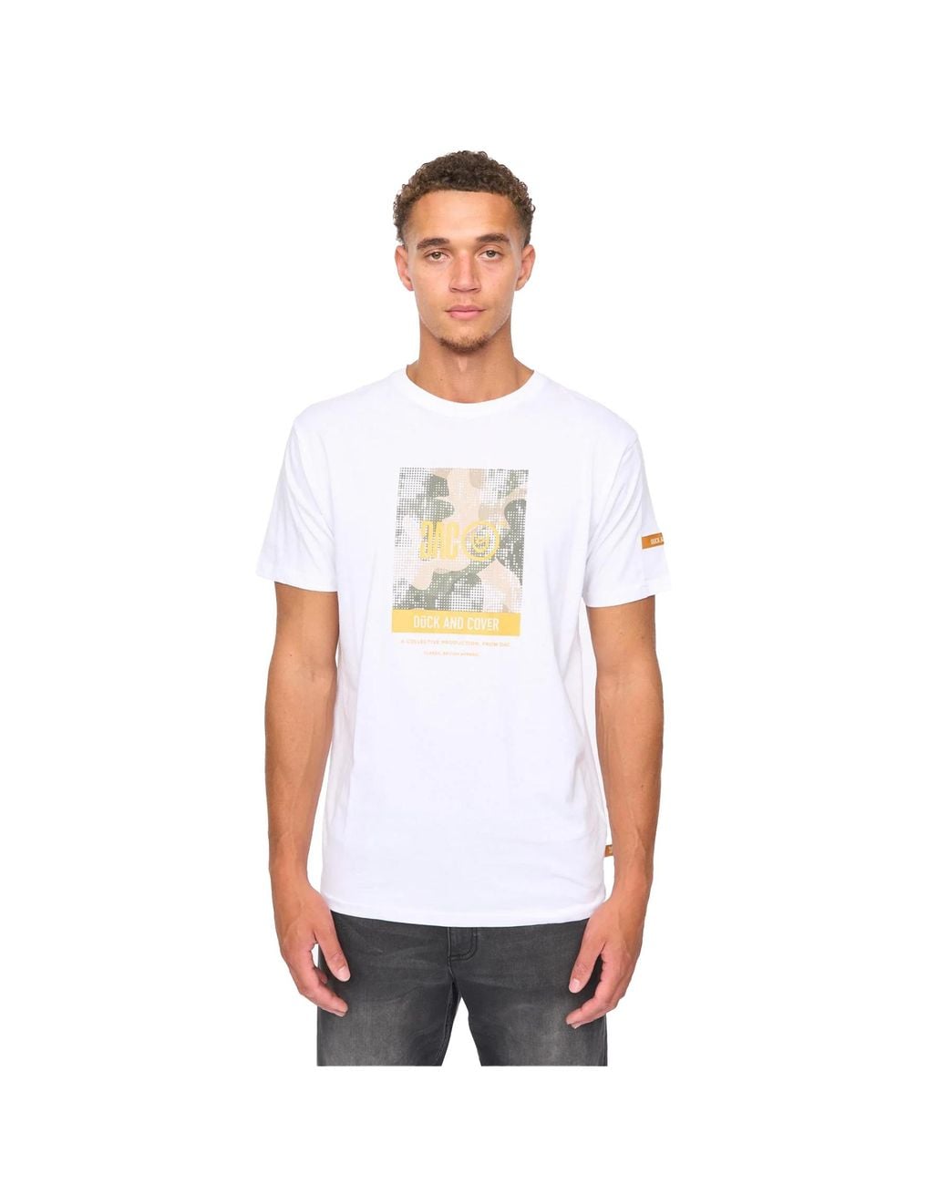 Duck and Cover White Camostack T-Shirt Cotton for men