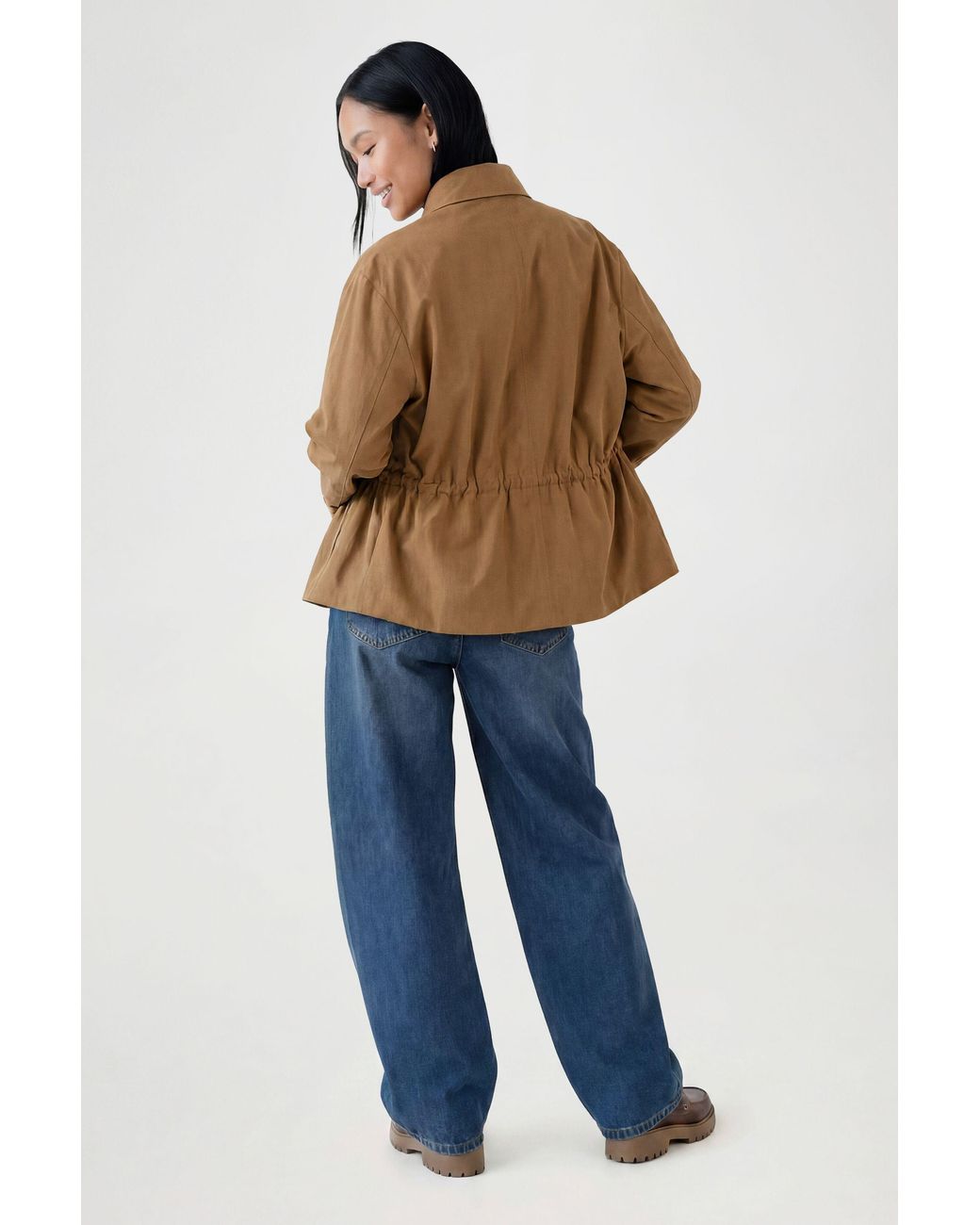 Boohoo Blue Cinched Waist Utility Jacket
