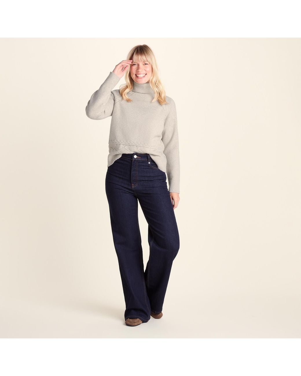 TOG24 Blue Serena Cable Knit Roll Neck Jumper