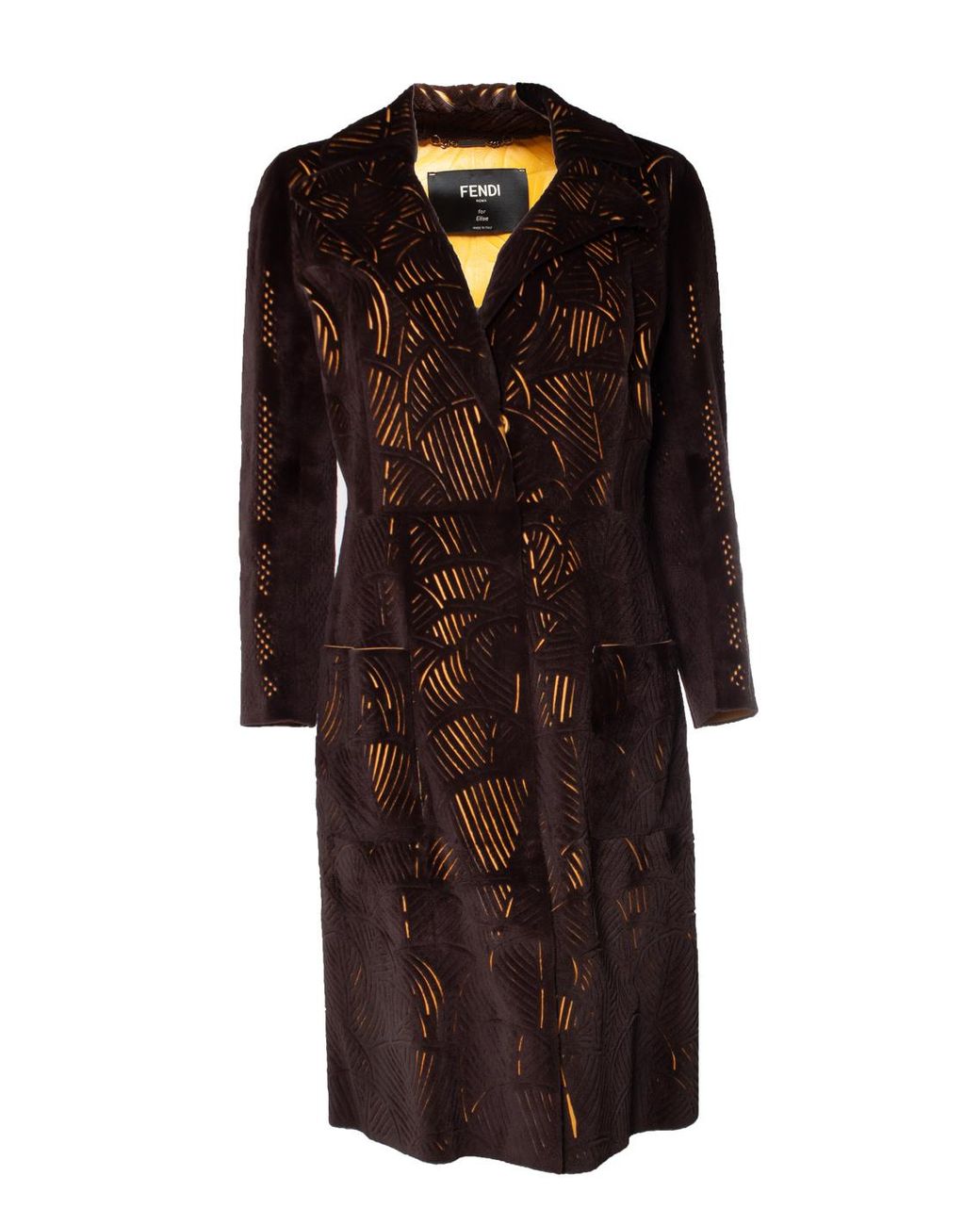 Fendi Brown Lasercut Mink And Leather Coat