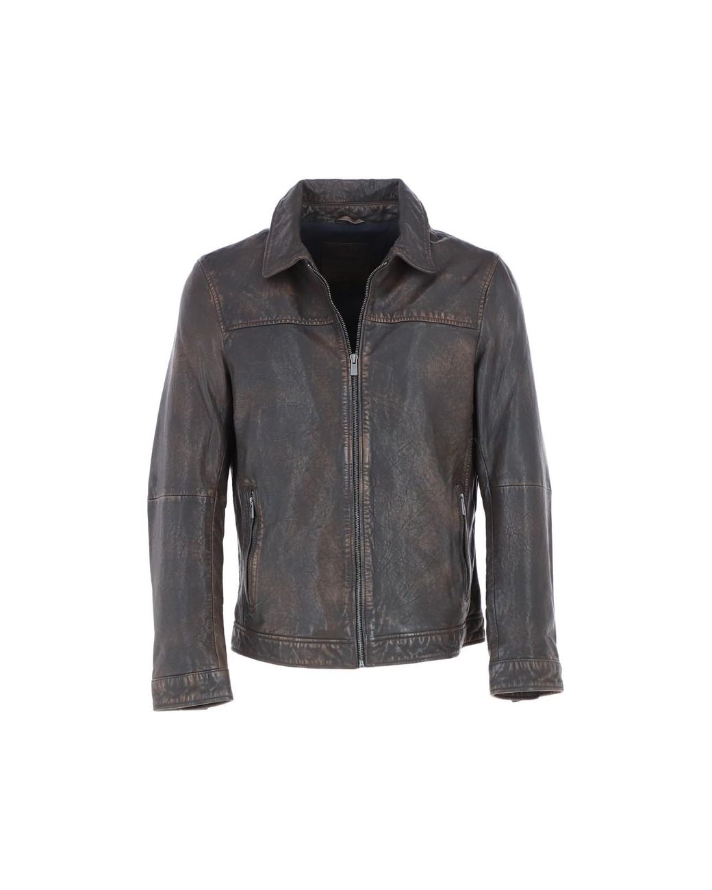 Ashwood Leather Black 'Amj-9' Real Brando Collar Jacket for men