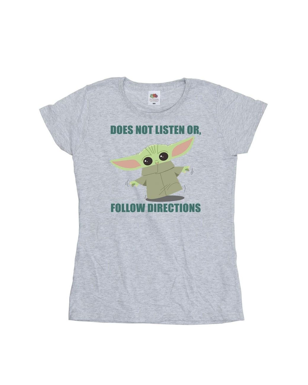 Star Wars Blue Ladies The Mandalorian Grogu Does Not Listen Cotton T-Shirt (Sports)