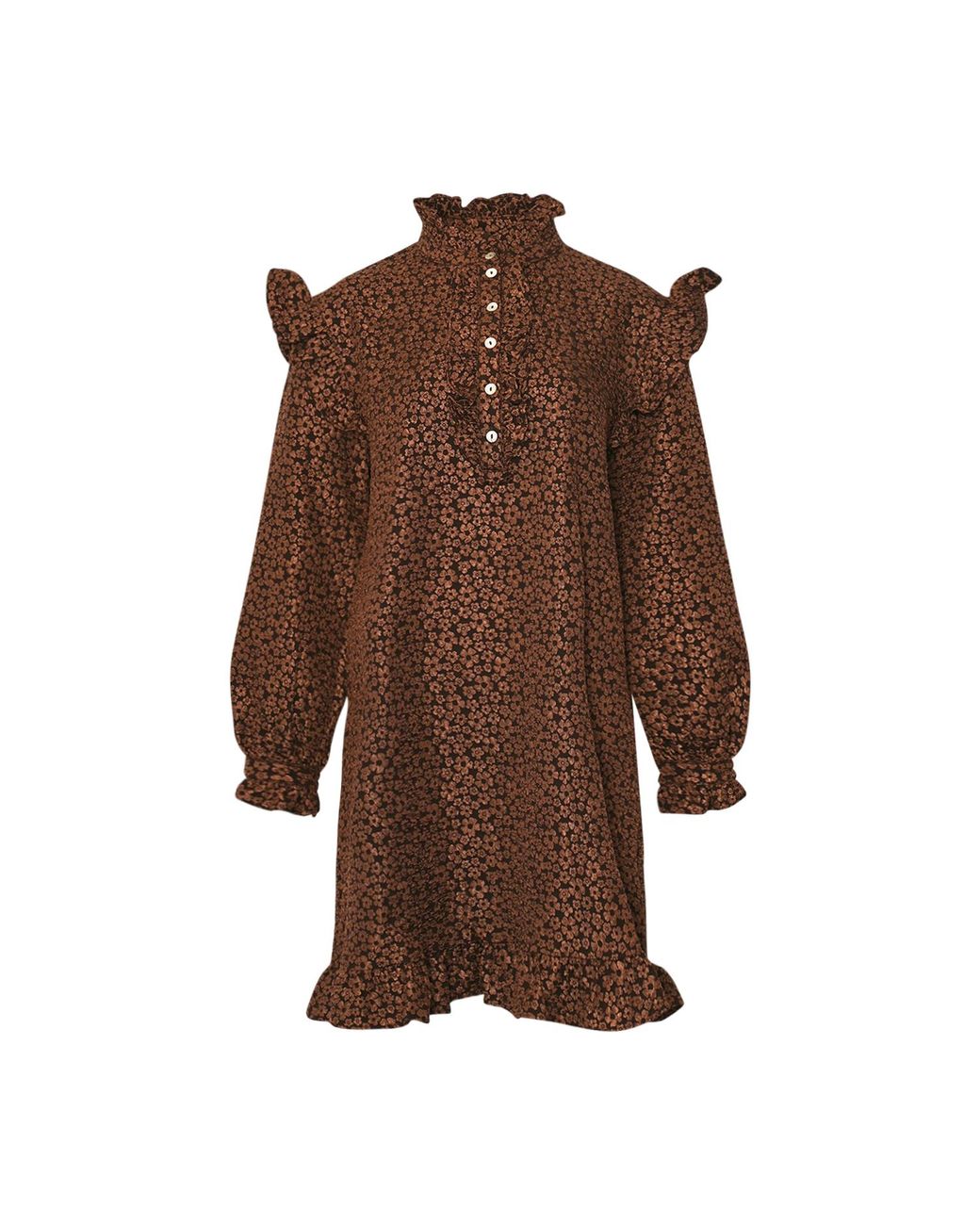 Noella Brown Reno Ruby Volantkleid