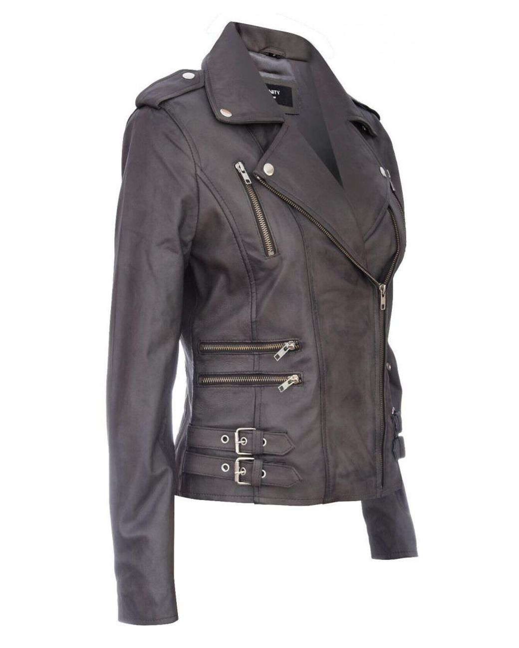 Infinity Leather Gray Brando Biker Jacket-Loddon