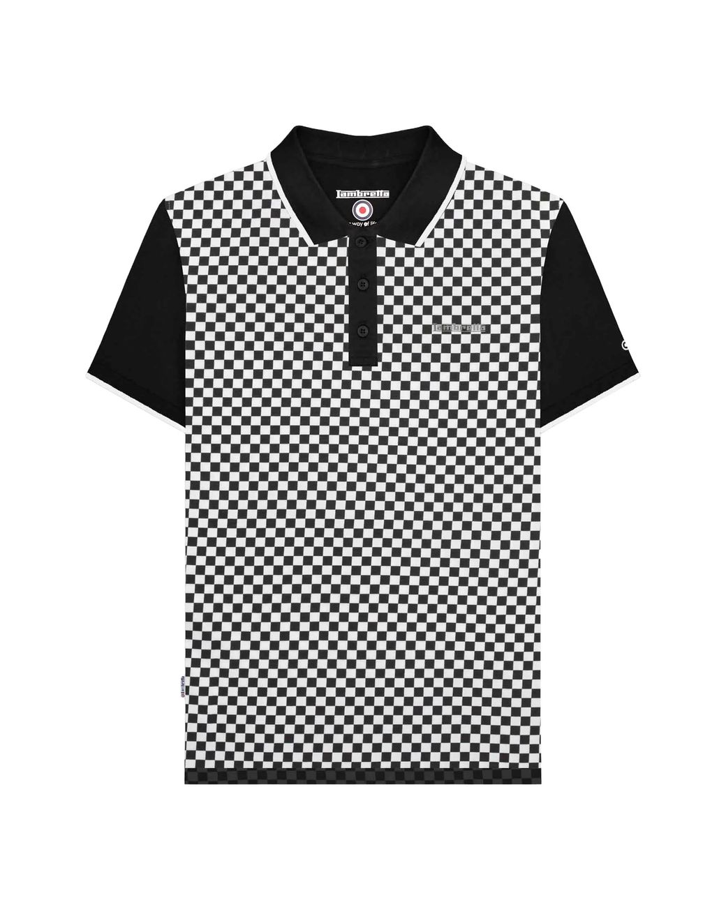 Lambretta Black Two Tone All-Over Print Polo Shirt Cotton for men