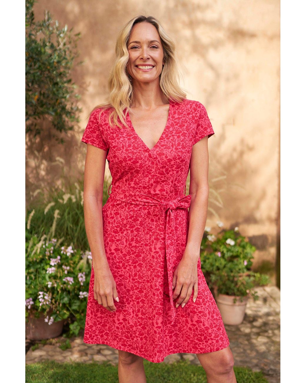 Mountain Warehouse Pink 'Santorini' Jersey Wrap Dress With Pockets Summer Comfy Outfit Cotton