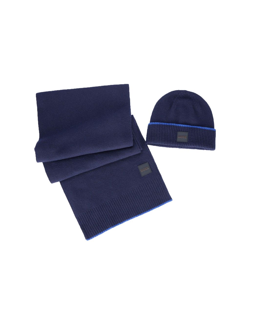 Boss Blue Armato Scarf & Hat Set Dark for men
