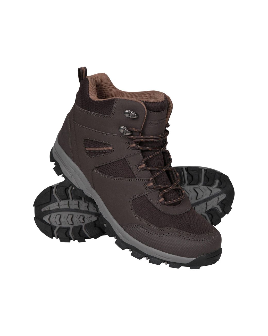 Mountain Warehouse Brown 'Mcleod' Hiking Boots Eva Footbed Mesh Lined Lace Up Walking Shoes for men