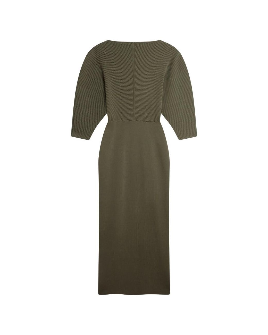 Ted Baker Green Vanitha Sculptured Rib Knitted Maxi Dark Dress