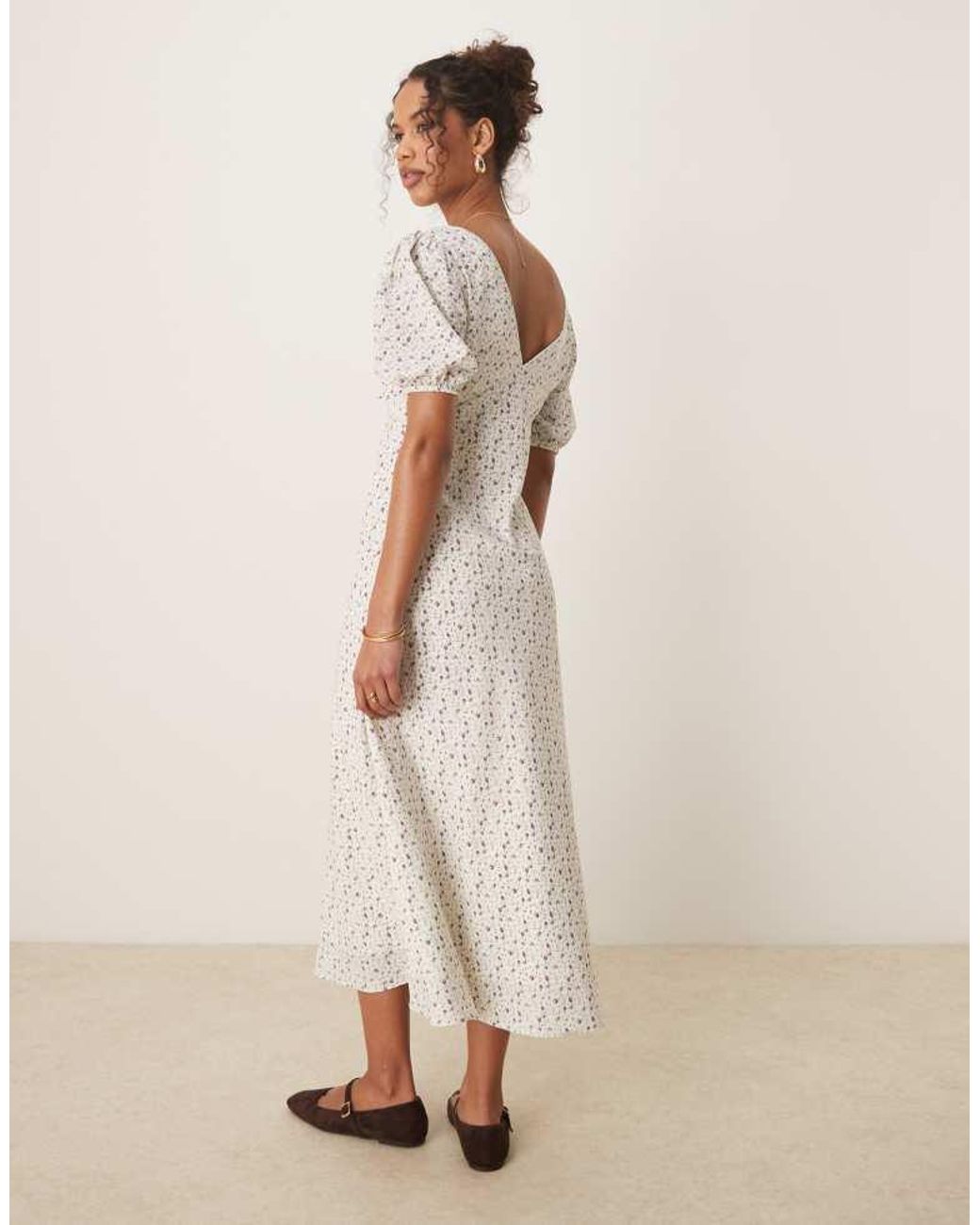 Glamorous Natural V Neck Tie Front Maxi Dress