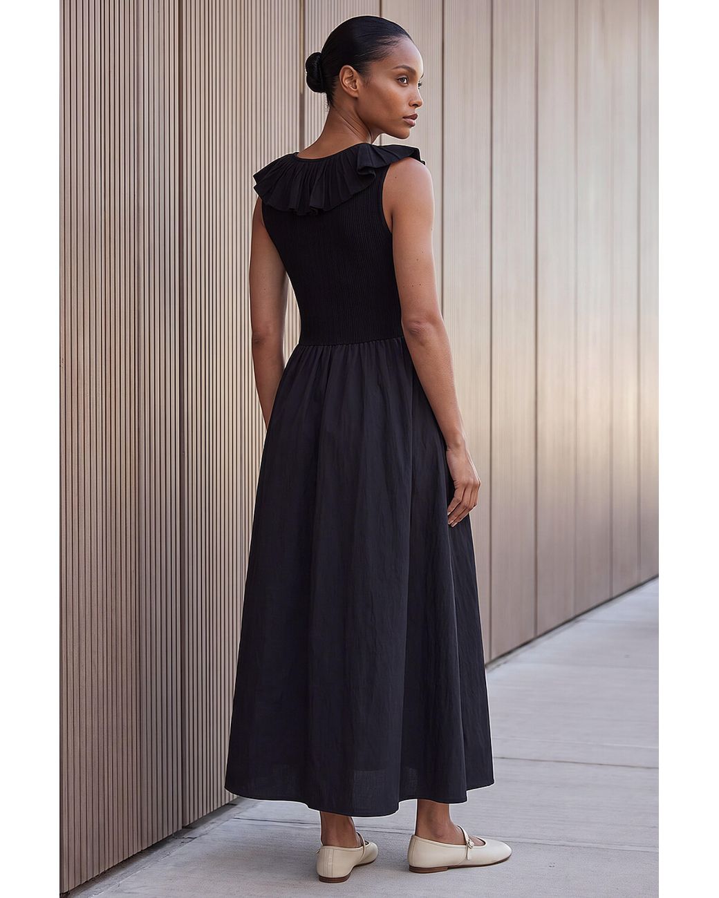 Roman Blue Frill Detail Midi Dress