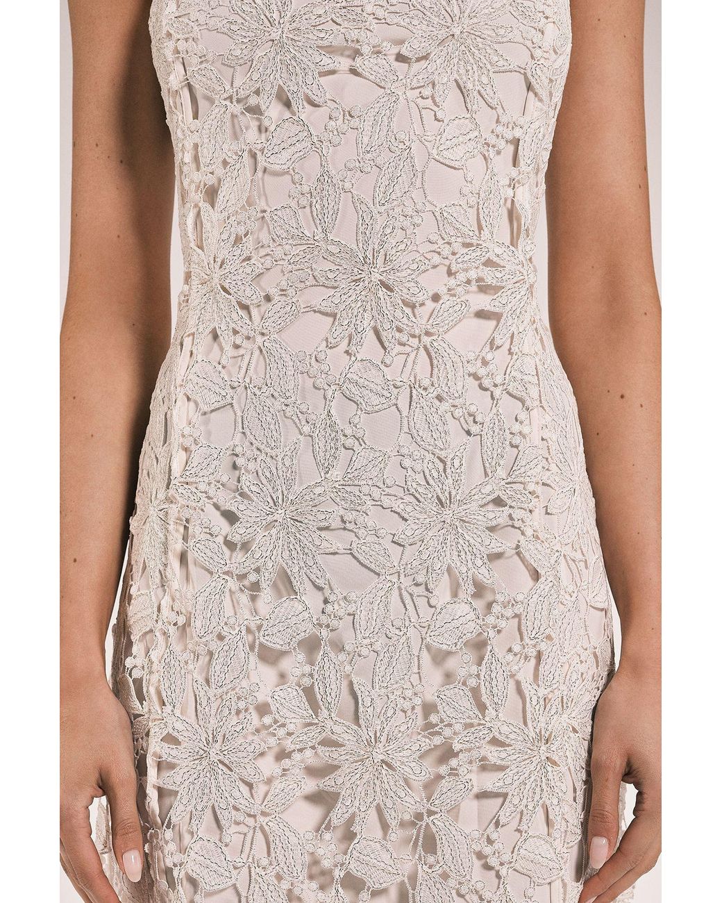 Karen Millen Pink Petite Lace Detail Strappy Midi Dress