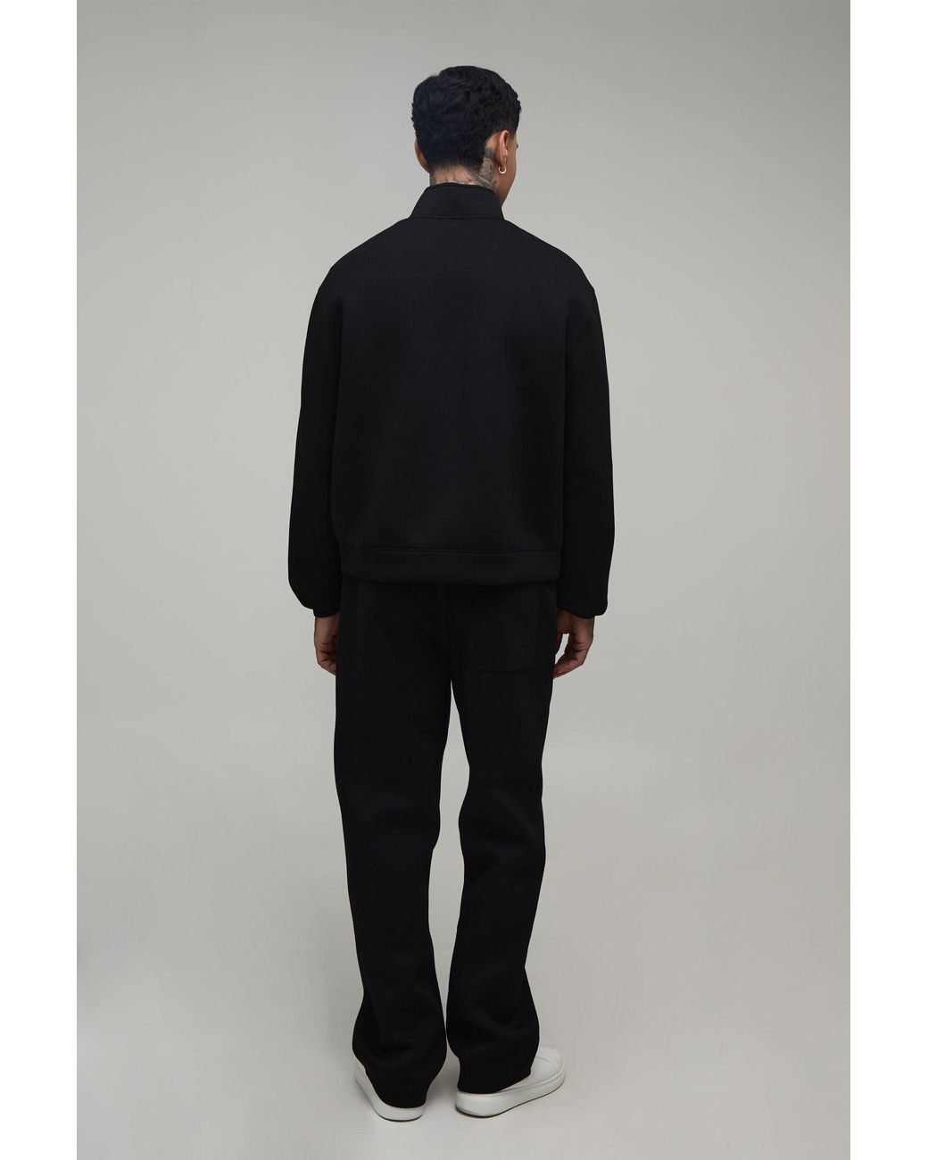 BoohooMAN Blue Tall Oversized Boxy 1/4 Zip Funnel Neck Scuba Sweatshirt for men