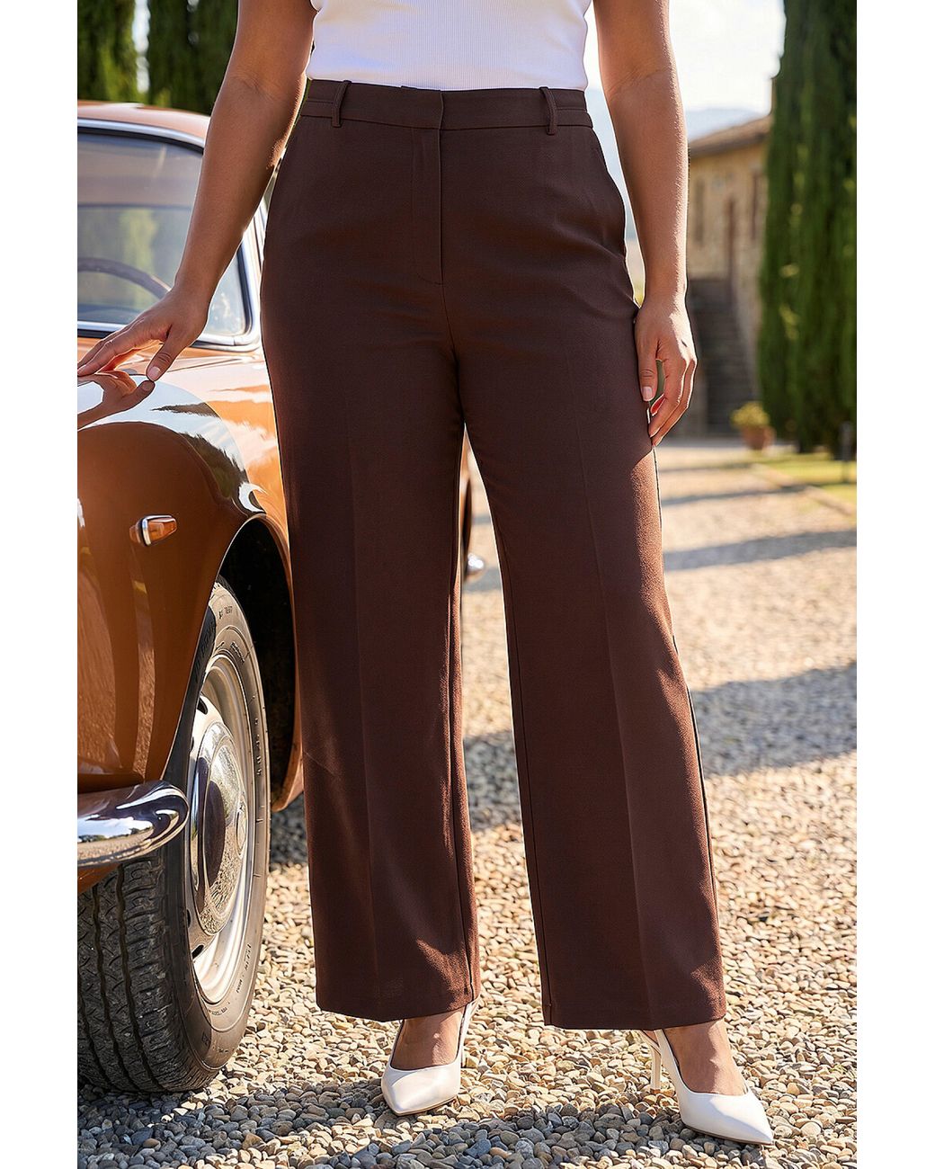 Roman Black Curve Wide Leg Tailored Trouser