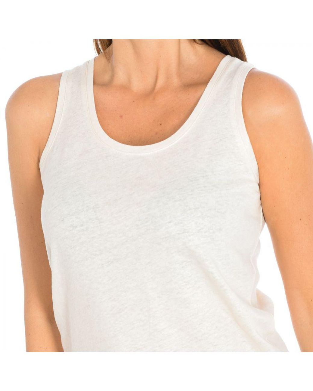 ELEVEN PARIS White Nude Round Neck Tank Top 16S2Ts43