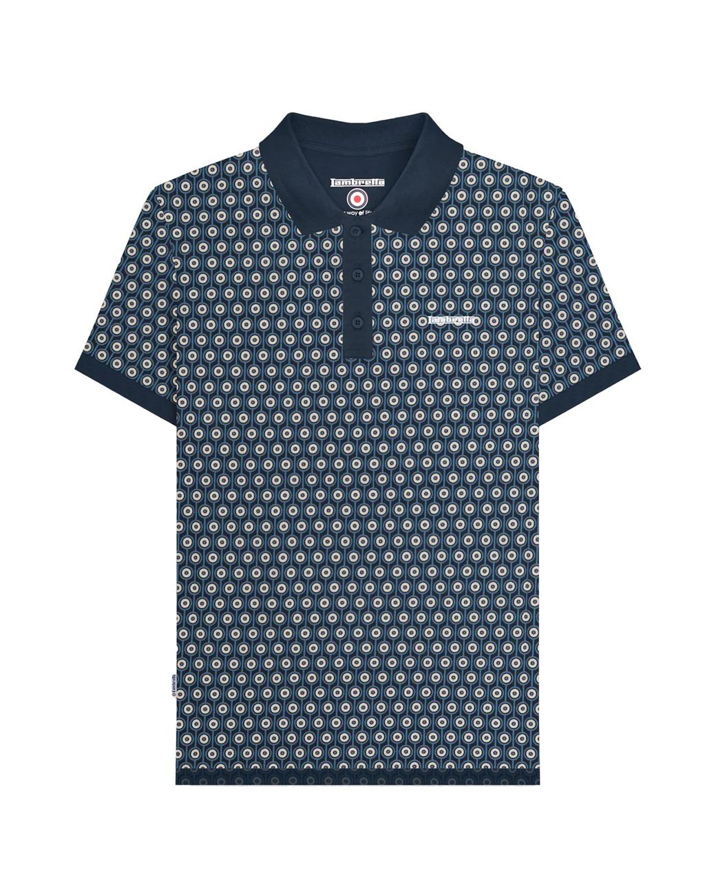 Lambretta Blue Roundel Geometric Big & Tall Polo Shirt Cotton for men